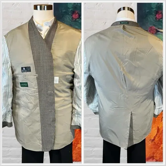 Ralph Lauren LRL Mens 52R Brown Houndstooth Casual Blazer Sport Coat - Picture 7 of 15